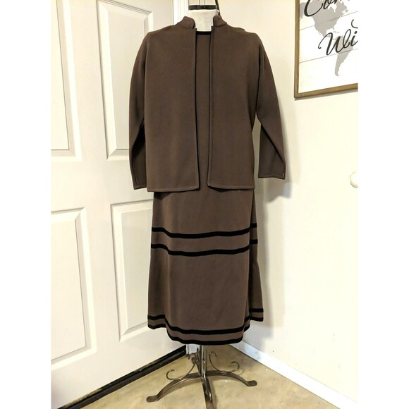 Puccini Brown Sweater Dress Jacket Vintage Cardigan Women Size 14 Large - Picture 1 of 9
